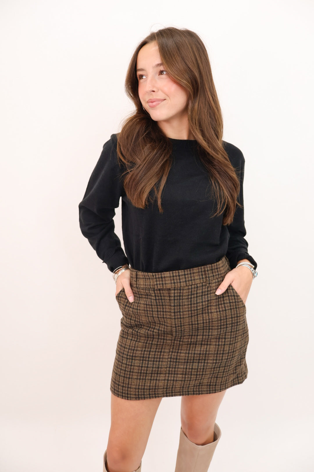 Brown Plaid Mini Skirt – Moda Boutique