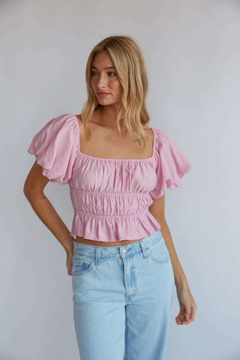 Dottie Puff Sleeve Ruffle Crop Top • Shop American Threads Women's