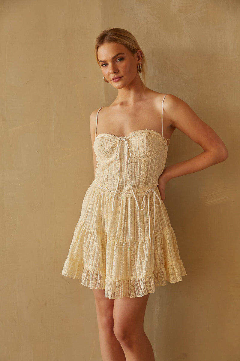 Lace Mini Dress - Babydoll Mini Dress - American Threads