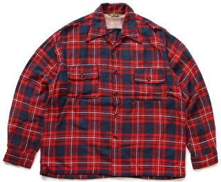 50s PENDLETONペンドルトン チェック オープンカラー ウールシャツ M