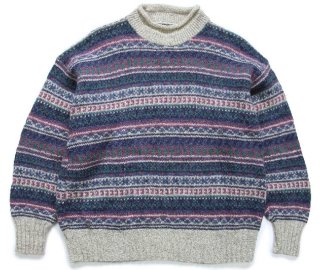 90s USA製 ORVISオービス 編み柄 ネップ入り ウールニット セーター L