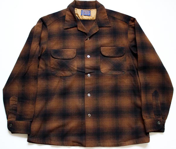 60s PENDLETONペンドルトン オンブレチェック オープンカラー ウール