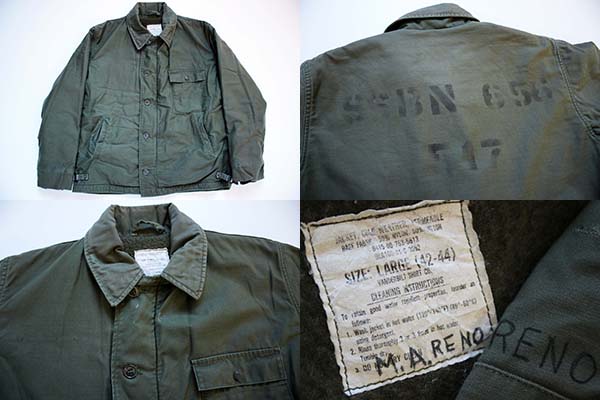 80s 米軍 U.S.NAVY A-2 ステンシル デッキジャケット L - Sixpacjoe