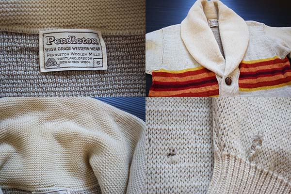 70s PENDLETONペンドルトン ショールカラー ウールニット カーディガン