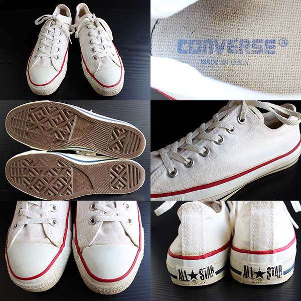 90s USA製 CONVERSEコンバース ALL STARオールスター Low 白 8