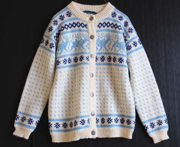 80s ノルウェー製 DALE OF NORWAY 鹿柄 ノルディック柄 ウールニット