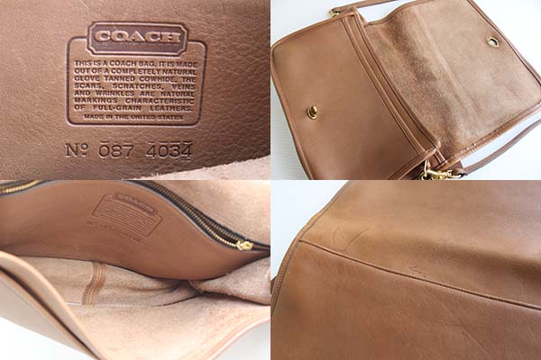 USA製COACHオールド コーチ レザーショルダーバッグ薄茶☆4034