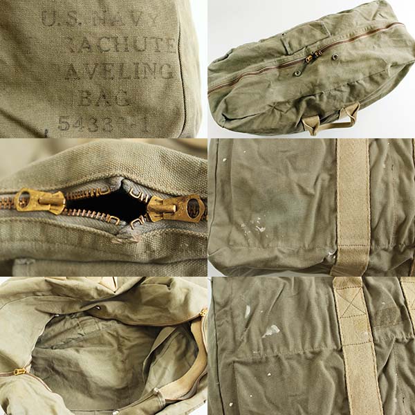 40s 米軍 U.S.NAVY パラシュート トラベリングバッグ☆キットバッグ