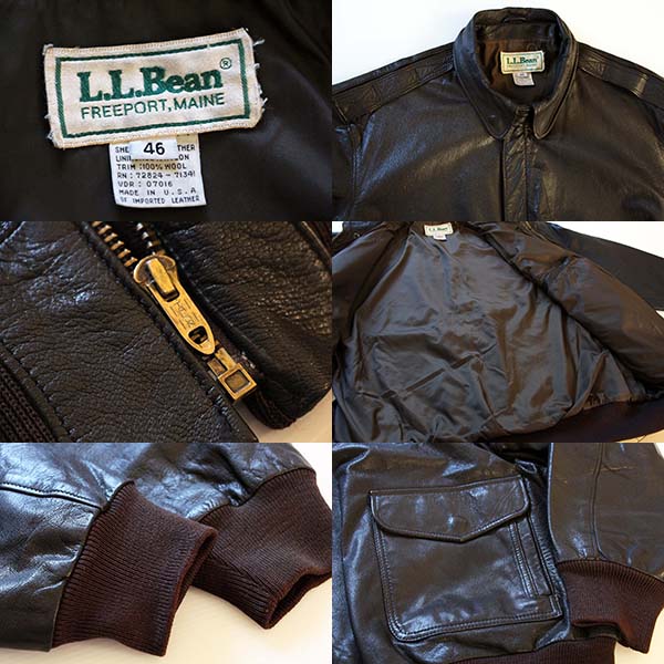 80s USA製 L.L.Bean A-2タイプ フライト レザージャケット 46