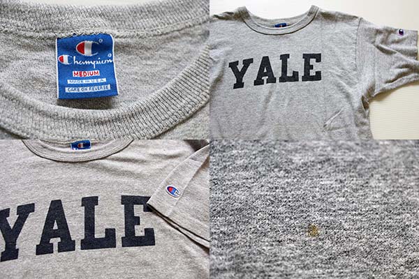 90s USA製 Championチャンピオン YALE 染み込みプリント 88/12 Tシャツ