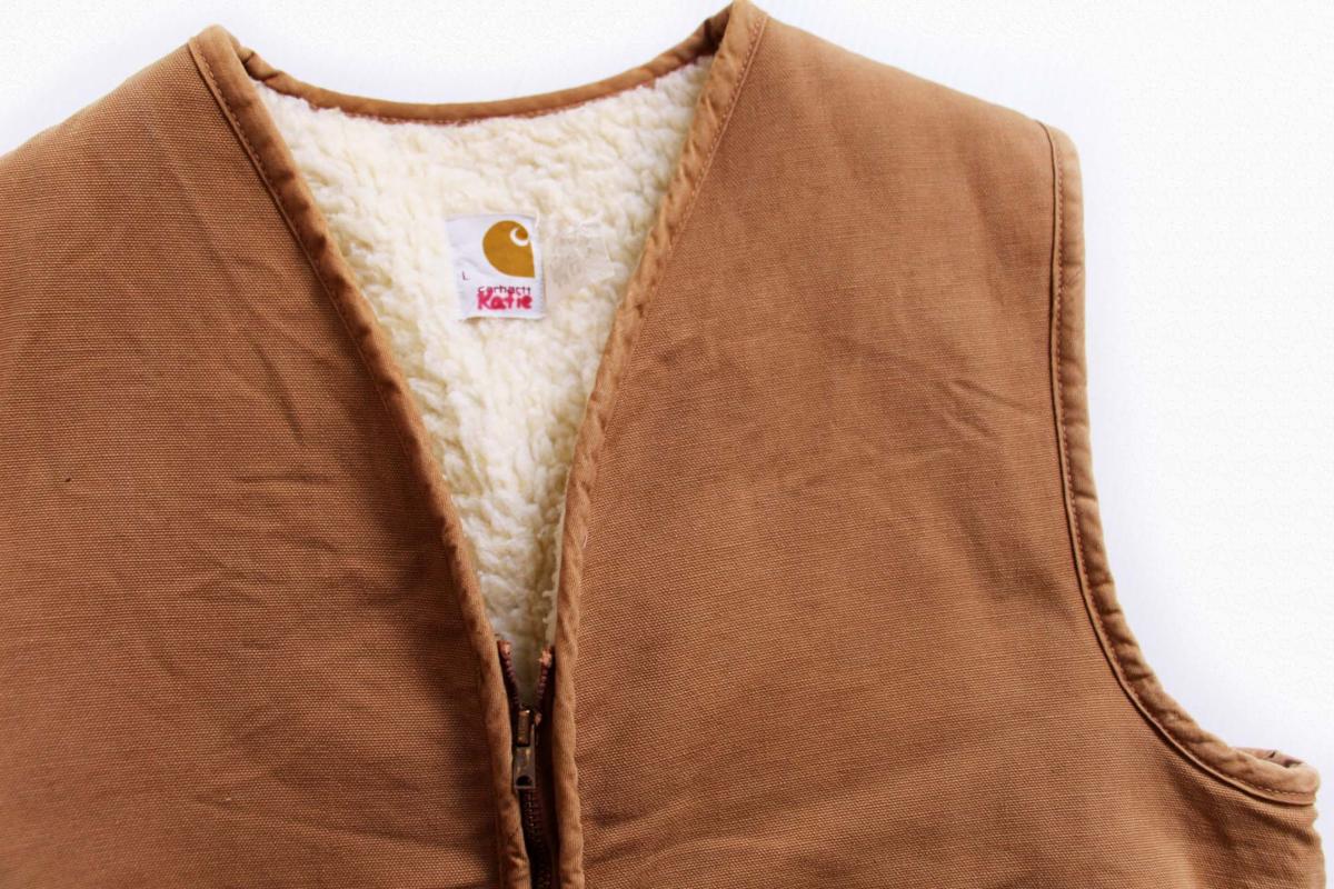 70s USA製 carharttカーハート ボアライナー ダックベスト 茶 L