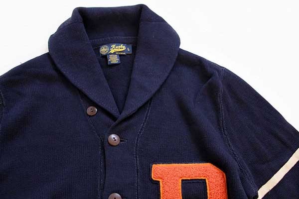 00s Rugby ラルフローレン パッチ付き ショールカラー コットンニット