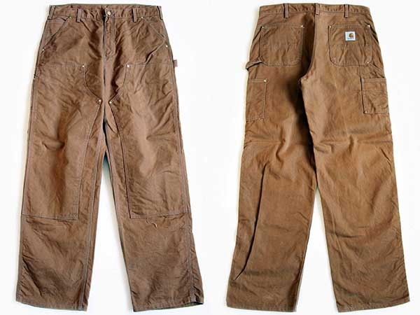 USA製 carharttカーハート ダック地 ダブルニー ペインターパンツ 茶