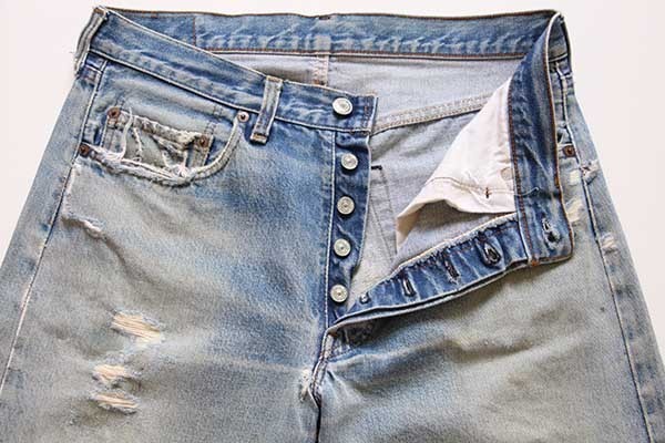 80s USA製 Levi'sリーバイス 501 赤耳 デニムパンツ ボロ w33