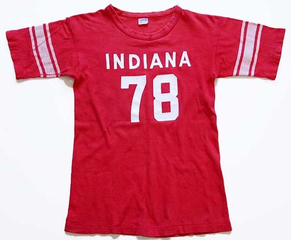 70s USA製 Championチャンピオン INDIANA 78 コットン フットボールT