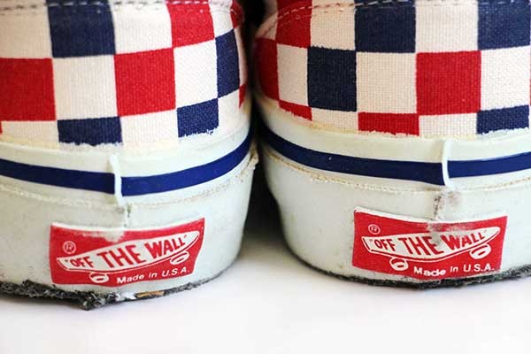 90s USA製 VANSバンズ ERAエラ チェッカーフラッグ 紺×赤×白 7.5