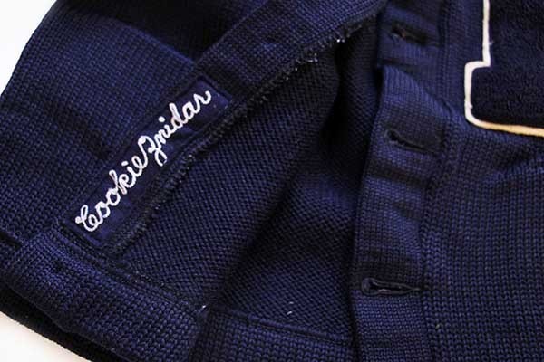 50s NELSON KNITTING パッチ付き ウールニット レタードカーディガン
