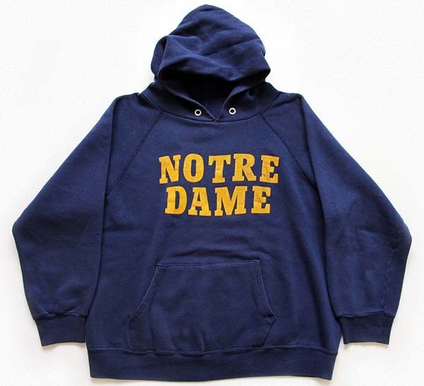 80s USA製 Championチャンピオン NOTRE DAME スウェットパーカー 紺 L