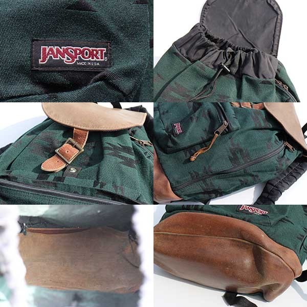90s USA製 JANSPORTジャンスポーツ ネイティブ柄 ボトムレザー