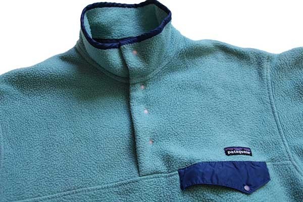 90s patagoniaパタゴニア フリース スナップT ターコイズ S☆雪なし