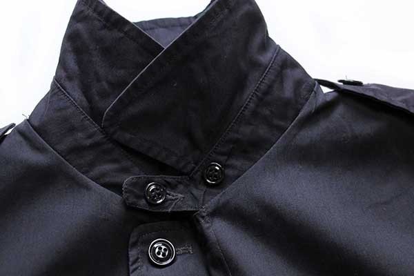 00s 米軍 U.S.NAVY オールウェザー ステンカラーコート 黒 44L☆レイン