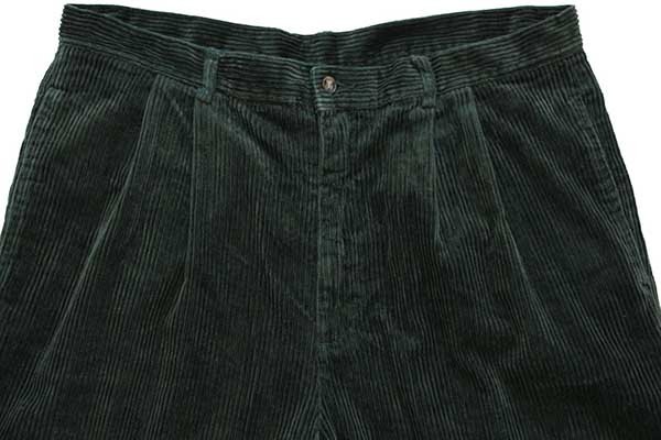 90s GAPギャップ ツータック 太畝 コーデュロイパンツ 深緑 w36 L34