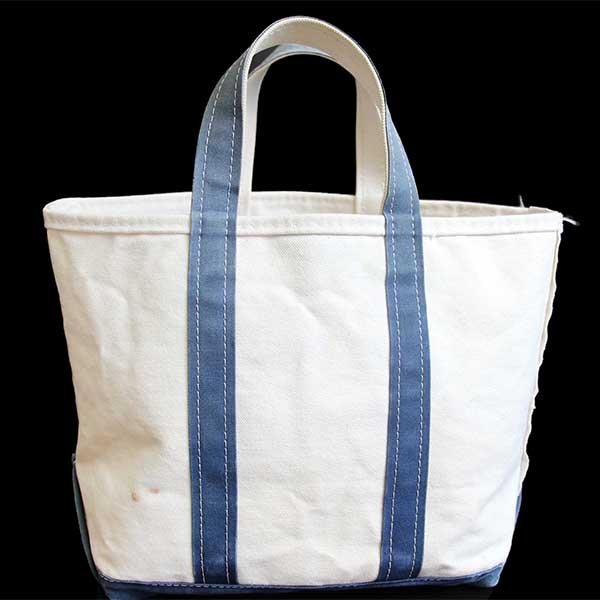 80s L.L.Bean BOAT AND TOTE キャンバス トートバッグ 紺 フェード M