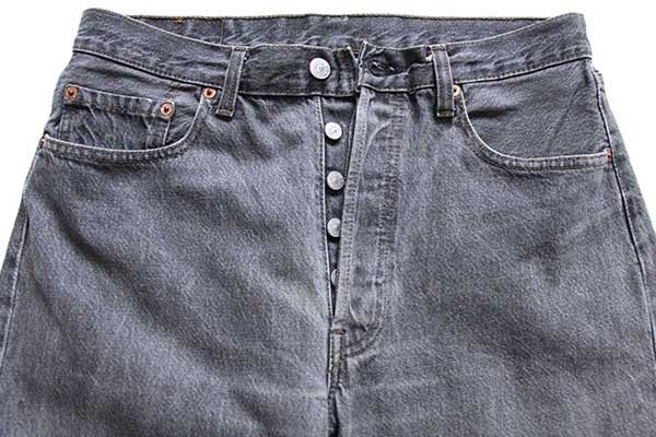 90s USA製 Levi'sリーバイス 501 先染め ブラック デニムパンツ w33