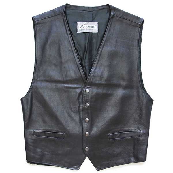 イタリア製 WOOD'SKIN レザーベスト 黒 M - Sixpacjoe Web Shop
