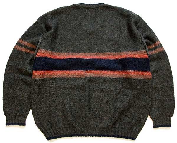 90s USA製 Woolrichウールリッチ ライン入り Vネック ウールニット