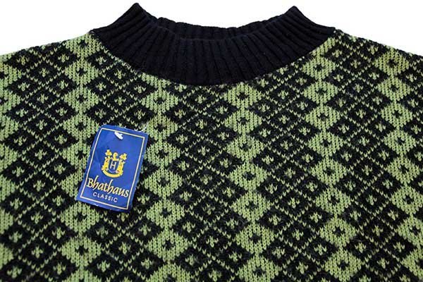デッドストック☆90s イタリア製 Bhathaus 総柄 モックネック ウール