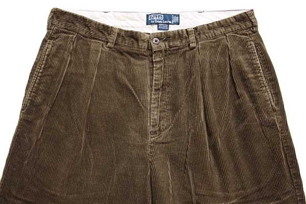 90s ポロ ラルフローレン ANDREW PANT ツータック 太畝 コーデュロイ