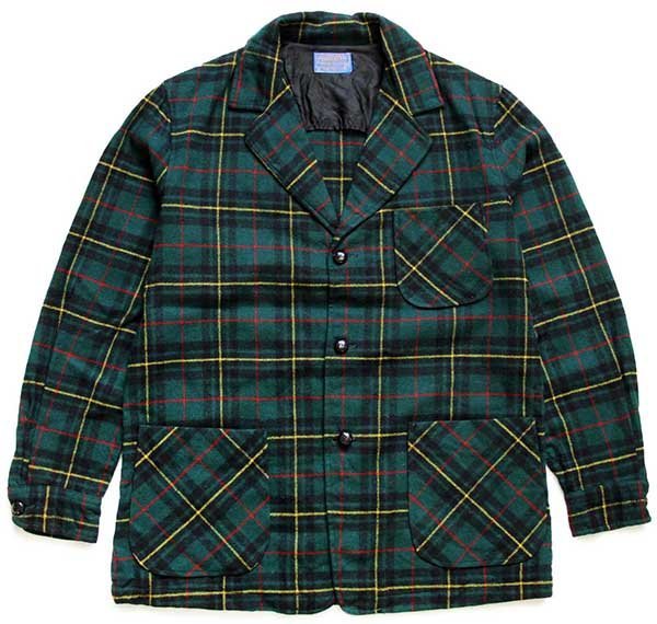 70s USA製 PENDLETONペンドルトン タータンチェック 3つボタン ウール