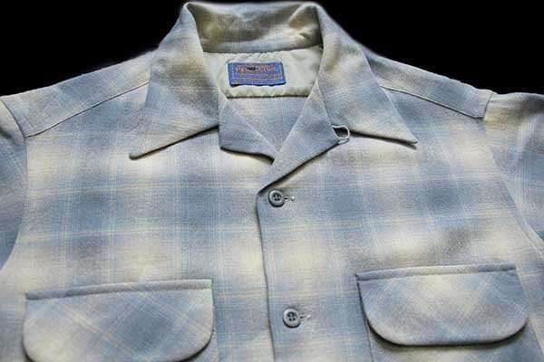 70s USA製 PENDLETONペンドルトン オンブレチェック オープンカラー