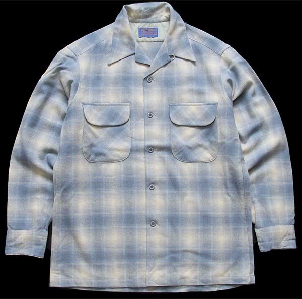 70s USA製 PENDLETONペンドルトン オンブレチェック オープンカラー