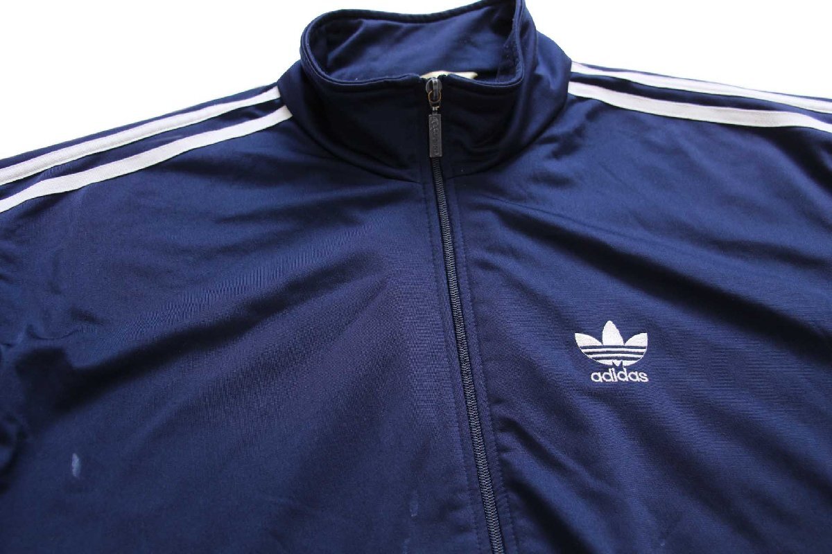 90s adidasアディダス トレフォイル ロゴ刺繍 トラックジャケット 紺