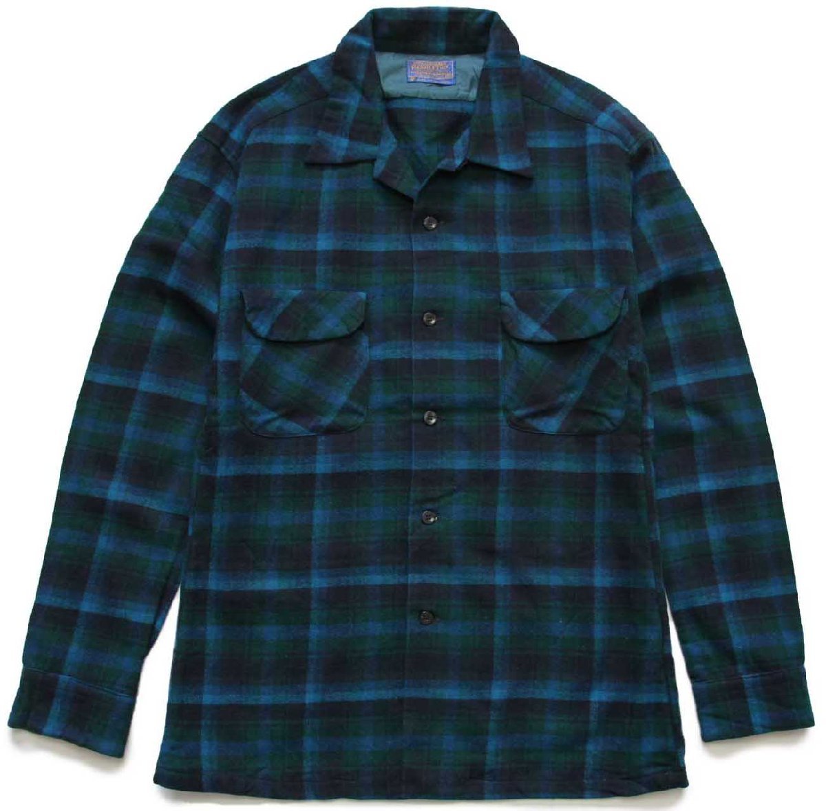 60s PENDLETONペンドルトン オンブレチェック オープンカラー ウール