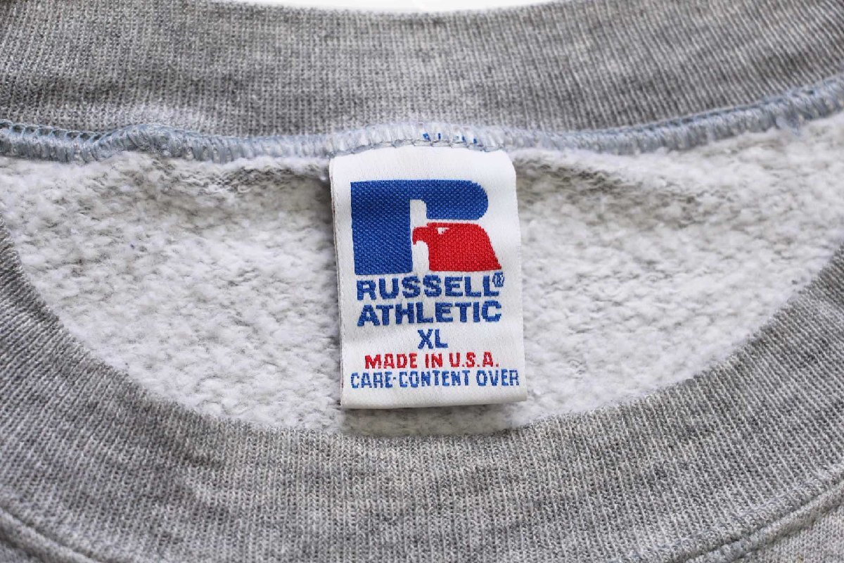 90s USA製 RUSSELLラッセル ツートン 切り替え 前V スウェット 杢