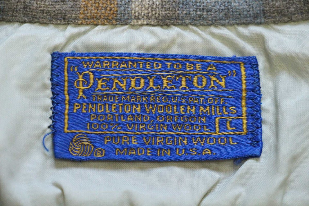 70s USA製 PENDLETONペンドルトン チェック オープンカラー ウール