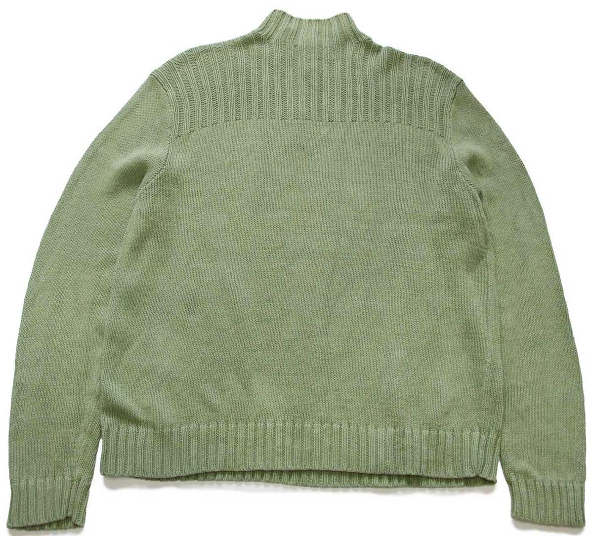 90s ポロ ラルフローレン 無地 ハイネック ハーフジップ リネン