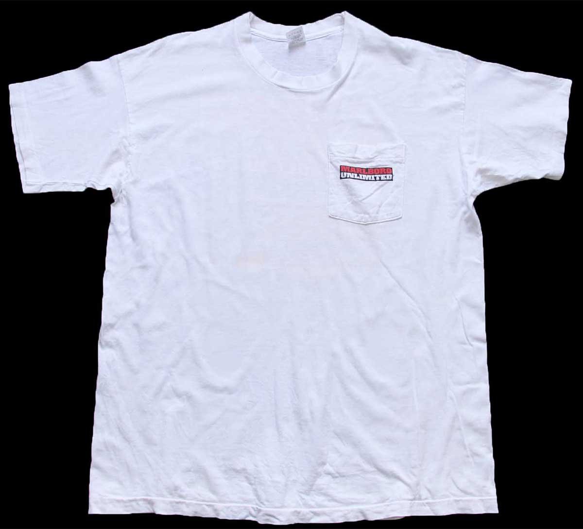 90s USA製 MARLBORO UNLIMITED マルボロ コットン ポケットTシャツ 白