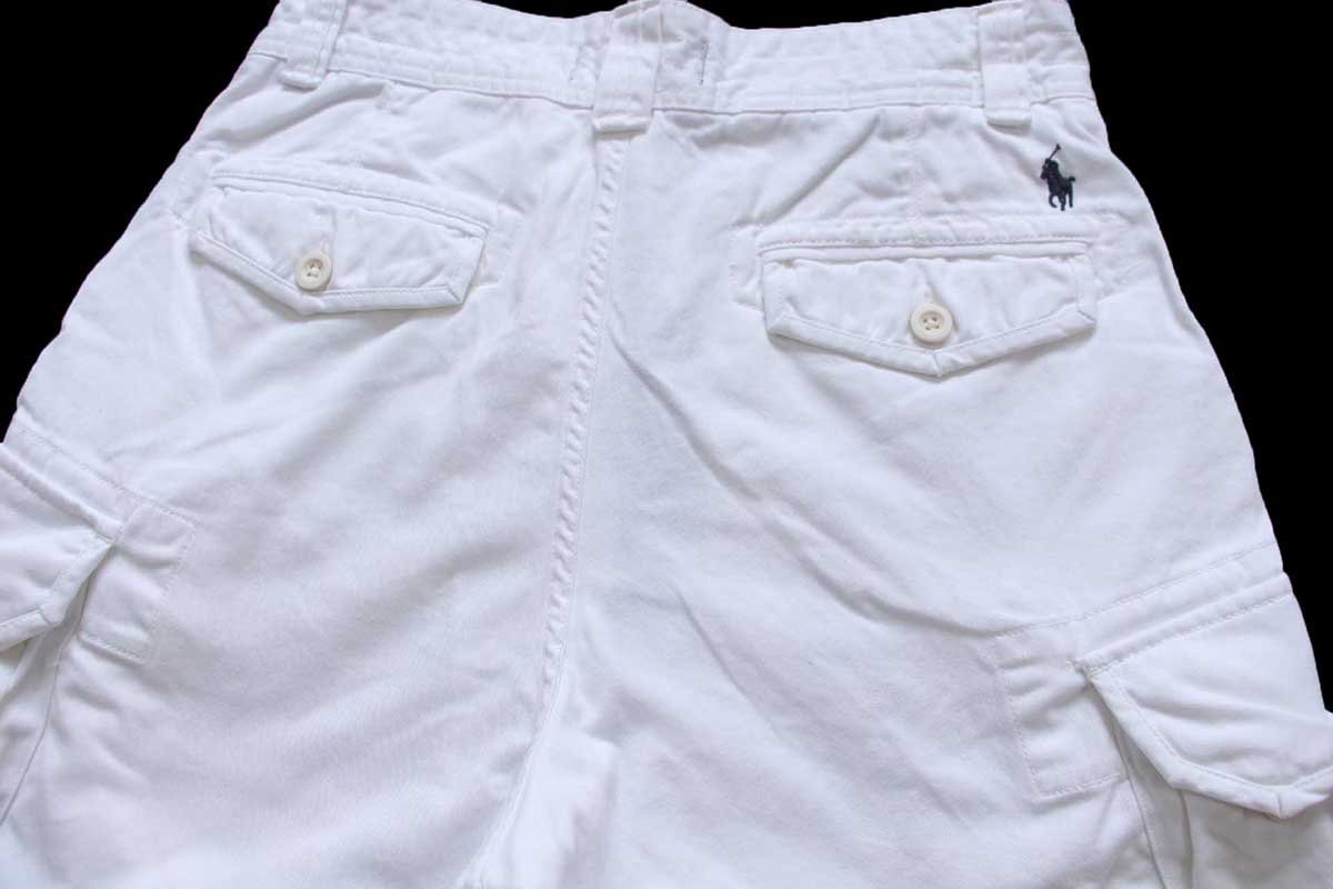 00s ポロ ラルフローレン USED加工 コットン カーゴ ショートパンツ 白