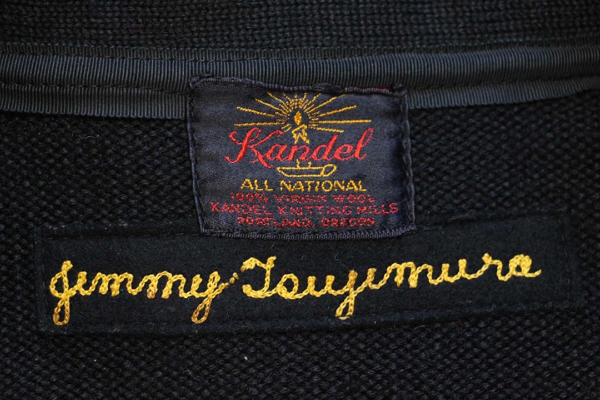 50s Kandel ウールニット レタードカーディガン 黒 - Sixpacjoe Web Shop