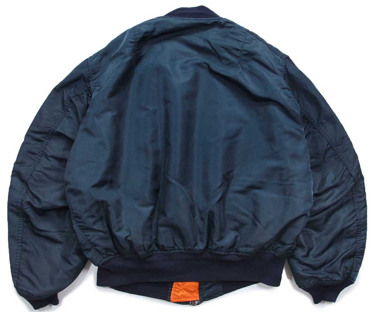 90s USA製 ALPHAアルファ パッチ付き MA-1 フライトジャケット 紺 XXL