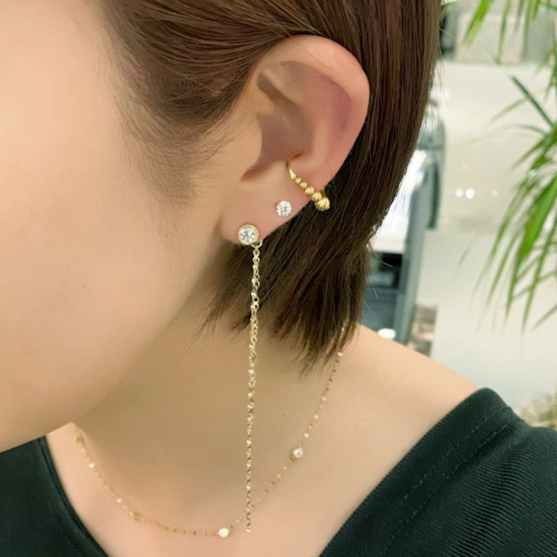 SJX W】LAB-GROWN DIAMOND (SYNTHETIC DIAMOND) SEMI NUDE PIERCED