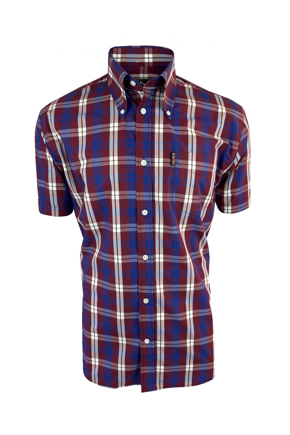 Trojan Windowpane Check S/S B/D Shirt with free matching pocket