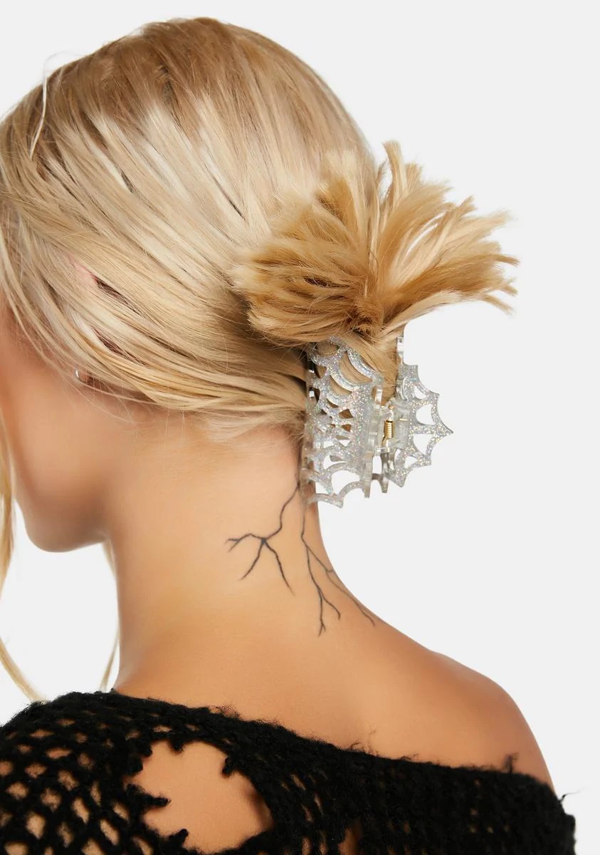 Spiderweb Hair Claw Clip / Silver / ヘアクリップ【KREEPSVILLE 666