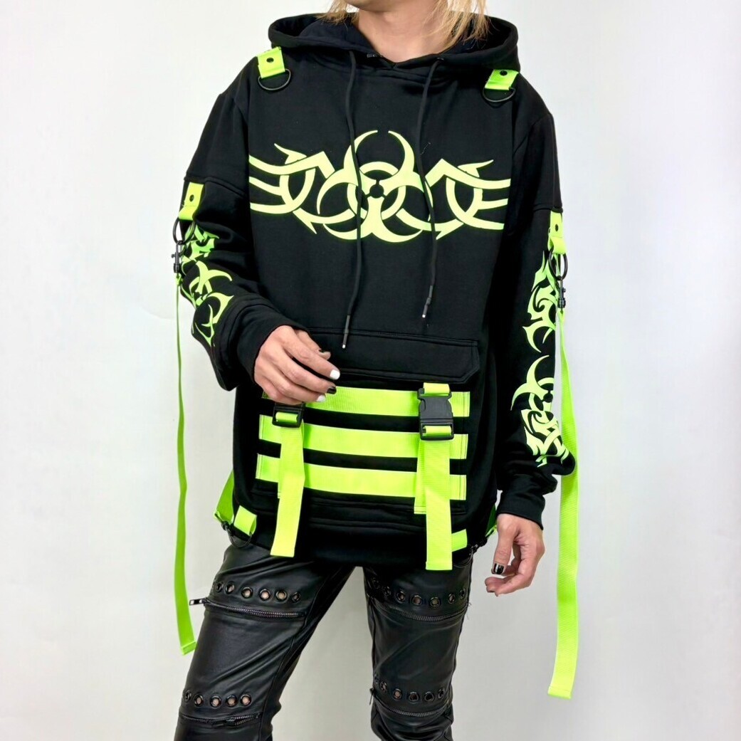 🔥SALE🔥【Mens】LUCID HOOD / BLACKxGREEN / パーカー【Heartless
