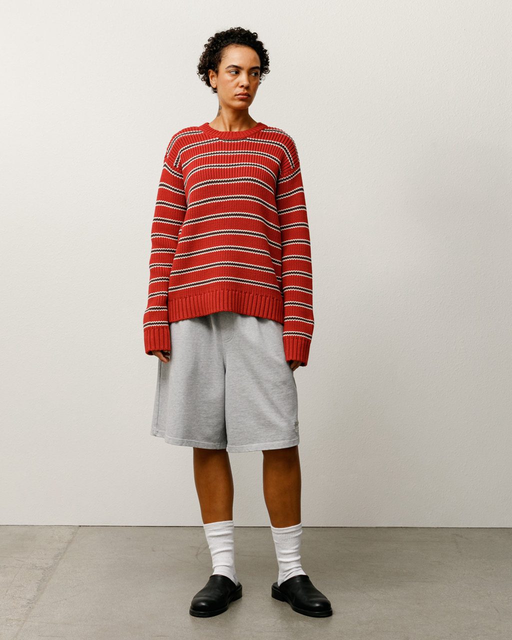 Stussy Chunky Cotton Stripe Sweater Red SEMY95031 Terbaik - Stüssy