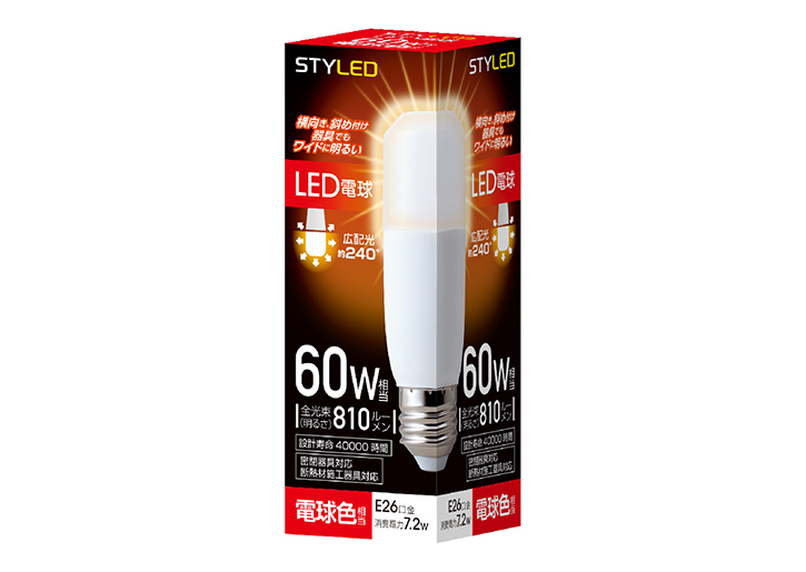 LED電球(T形) E26口金 60W相当 電球色 | STYLED